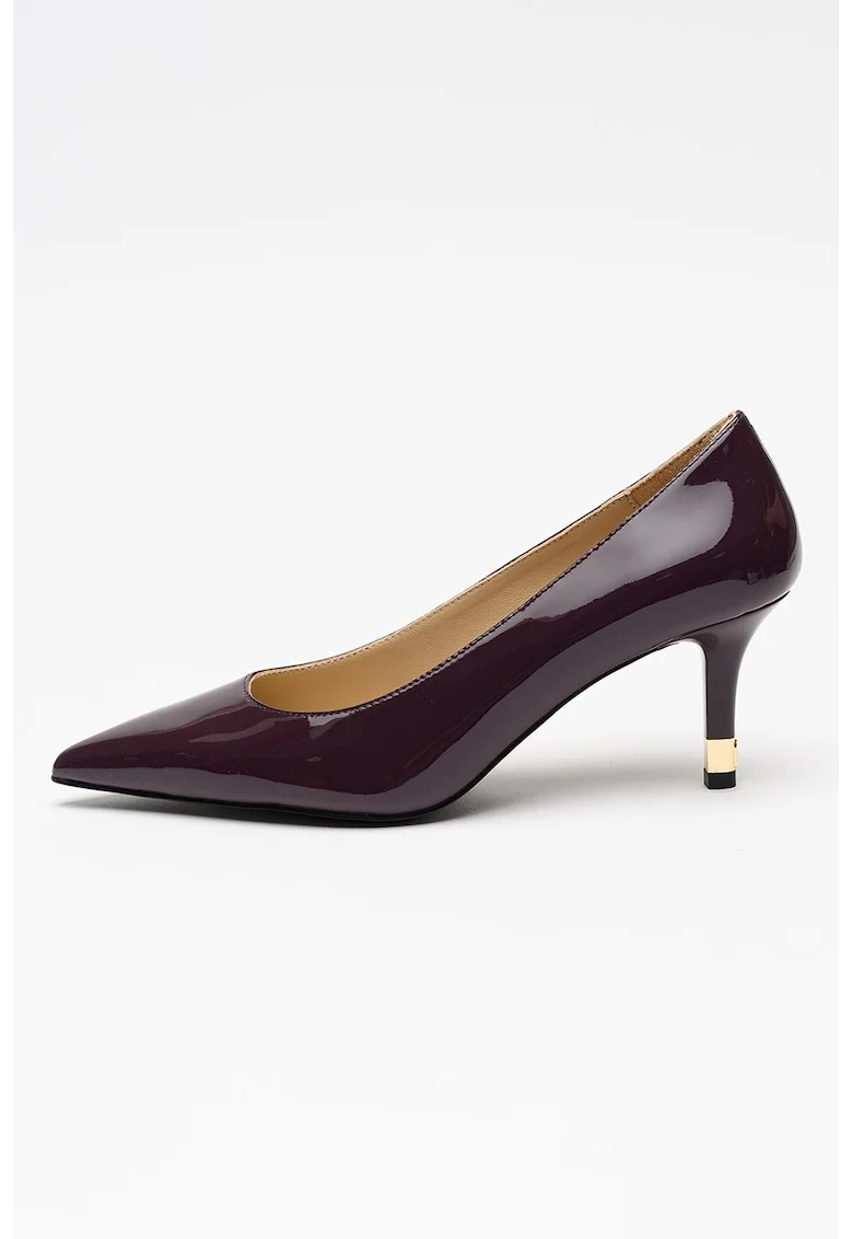 Pantofi de piele lacuita cu varf ascutit, Deep Purple