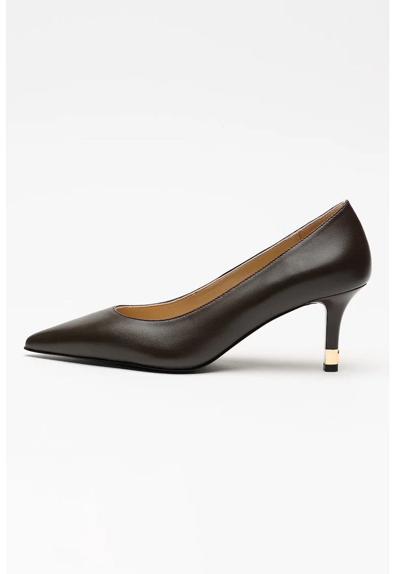 Pantofi de piele cu varf ascutit Aria, Maro inchis