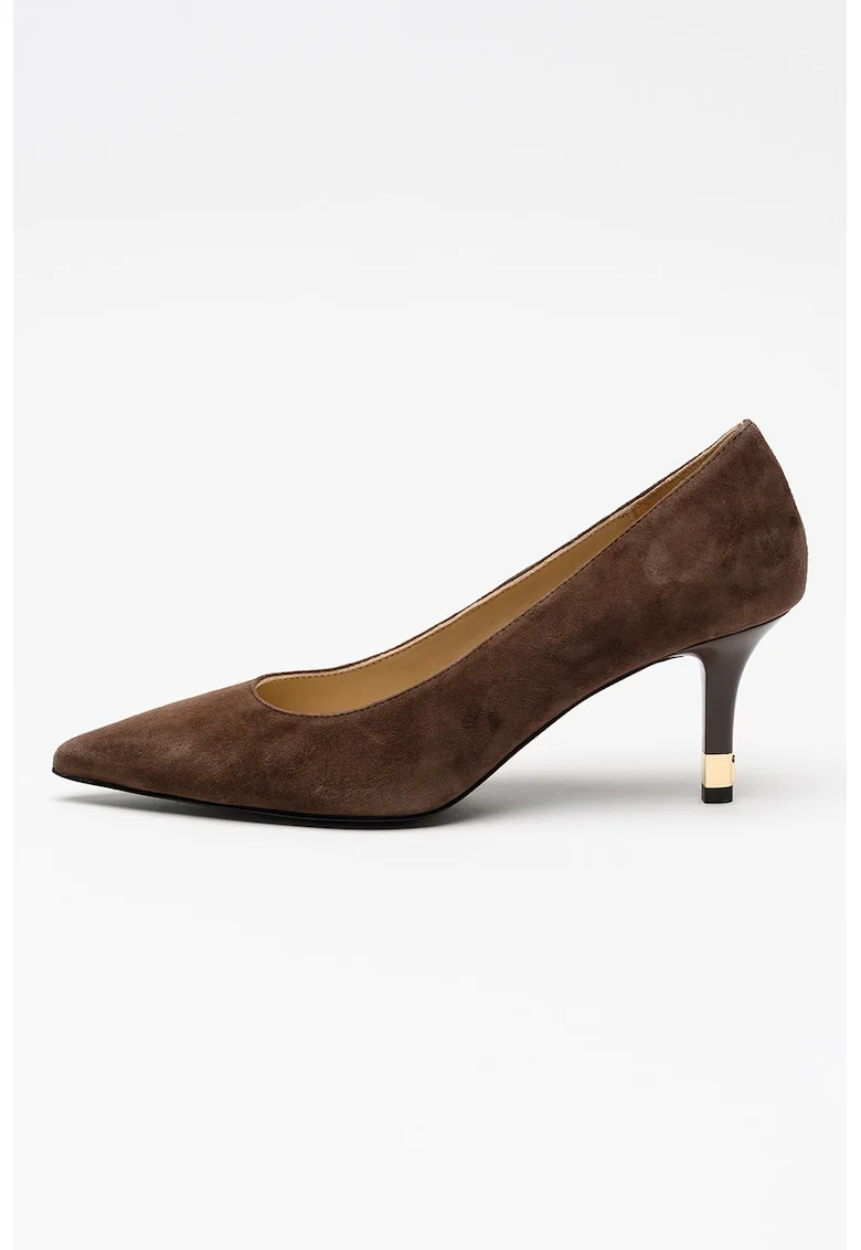 Pantofi de piele intoarsa cu varf ascutit Aria, Maro cafeniu