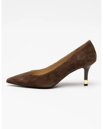 Pantofi de piele intoarsa cu varf ascutit Aria, Maro cafeniu