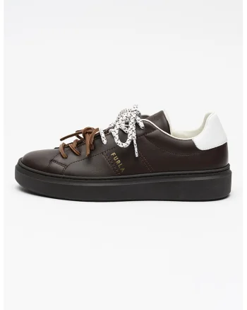 Pantofi sport Hype de piele cu sireturi duble, Maro inchis