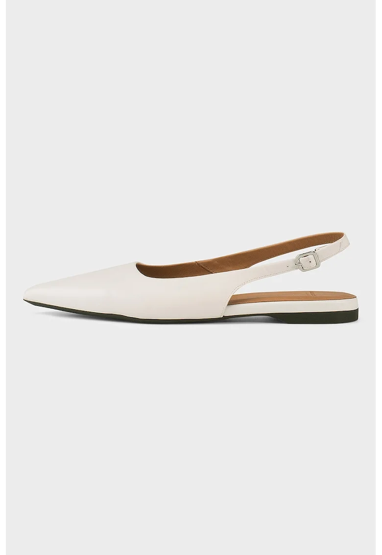 Balerini slingback din piele cu varf ascutit Hermine, Alb murdar