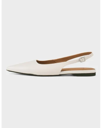 Balerini slingback din piele cu varf ascutit Hermine, Alb murdar