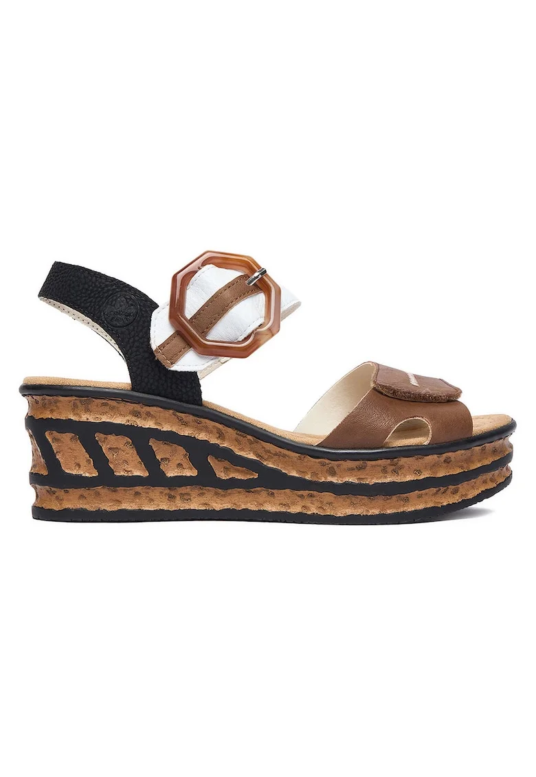 Sandale dama,  velcro, maro, textil,