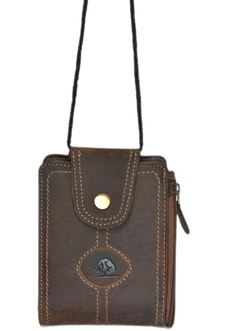 Geanta umar unisex piele naturala maro antichizat 11 x 14 x 3 cm, Vintage,