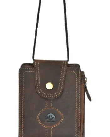 Geanta umar unisex piele naturala maro antichizat 11 x 14 x 3 cm, Vintage,