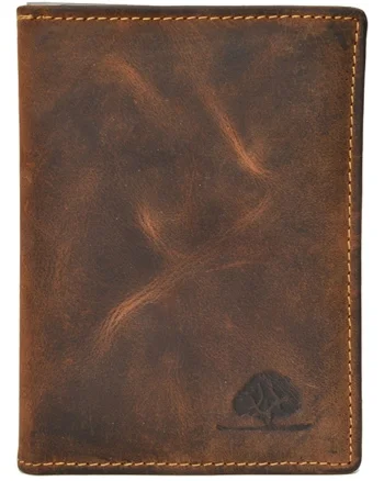 Husa legitimatie unisex piele naturala maro antichizat 9 x 12 x 1 cm, Vintage,