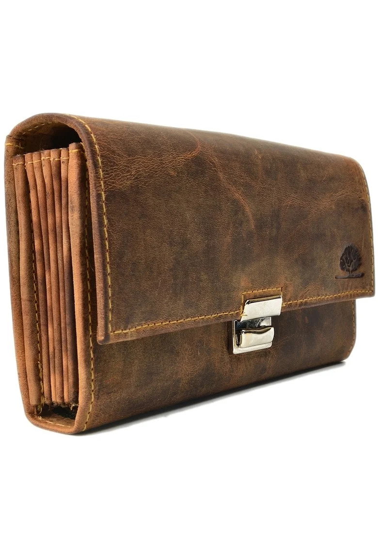 Portofel pentru ospatar unisex piele naturala maro antichizat 17.5 x 9.5 x 4 cm, VINTAGE,
