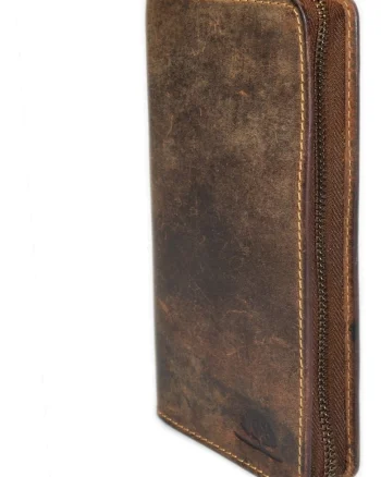 Etui stilouri unisex piele naturala maro antichizat 9 x 17.5 x 2.5 cm, Vintage,