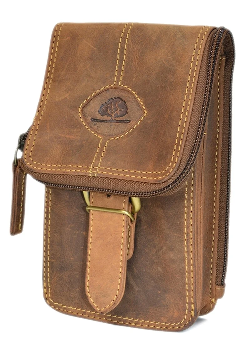 Borseta unisex piele naturala maro antichizat 10 x 17.5 x 7 cm, Vntage,