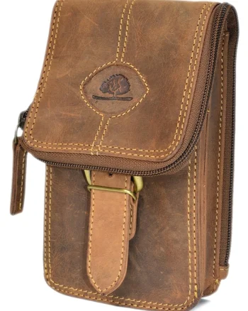 Borseta unisex piele naturala maro antichizat 10 x 17.5 x 7 cm, Vntage,