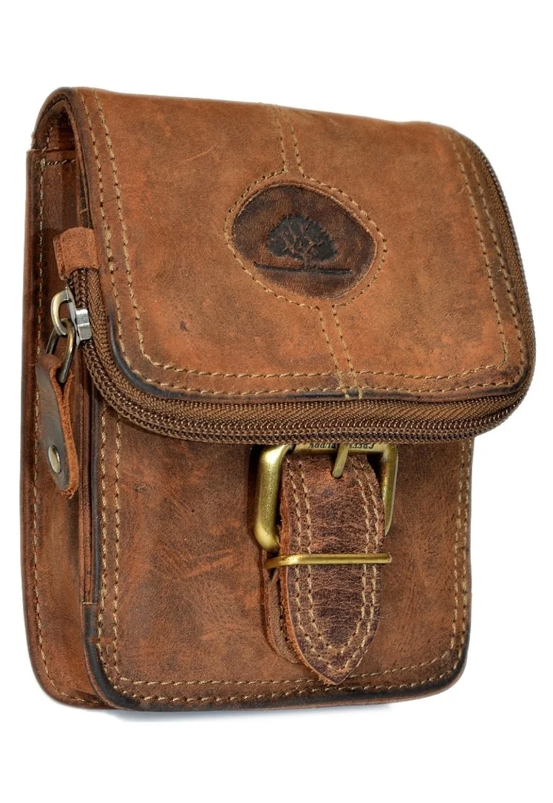 Borseta unisex piele naturala maro antichizat 10.5 x 13.5 x 6.5 cm, Vintage,