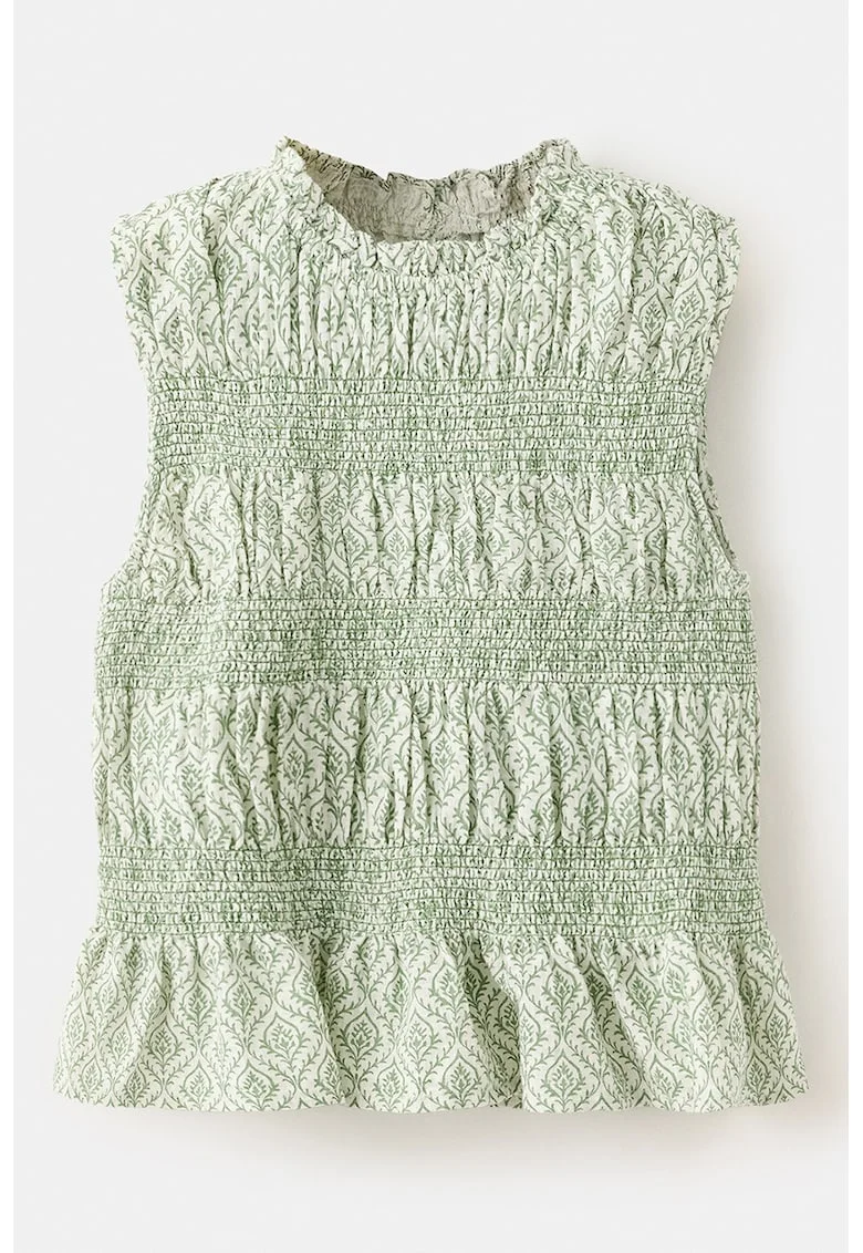 Top cu imprimeu floral, Verde pastel