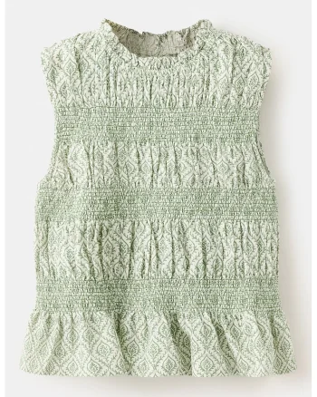 Top cu imprimeu floral, Verde pastel