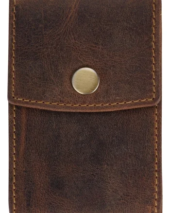 Portcard unisex piele naturala maro antichizat 7 x 10 cm, Vintage RFID,