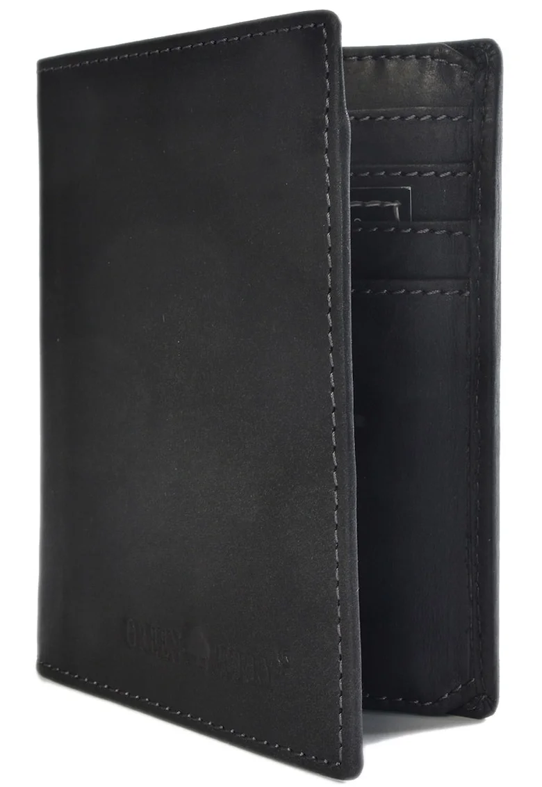 Etui legitimatie unisex piele naturala negru 9 x 12 x 2 cm, Vintage RFID,
