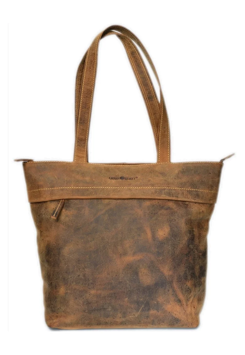 Geanta umar dama piele naturala maro antichizat 39 x 31 cm, Vintage,