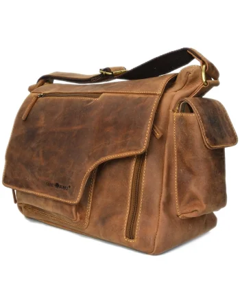 Geanta umar unisex piele naturala maro antichizat 39 x 28 cm, Vintage,