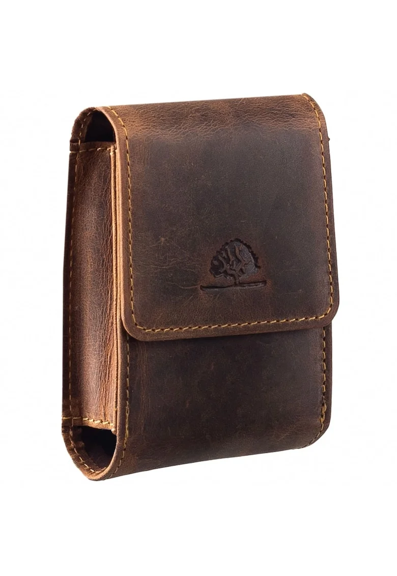 Etui tigari unisex piele naturala maro antichizat 9 x 11.5 x 4 cm, Big Box Vintage,