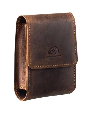 Etui tigari unisex piele naturala maro antichizat 9 x 11.5 x 4 cm, Big Box Vintage,