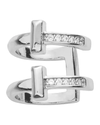 Cercel cuff cu cristale, Argintiu
