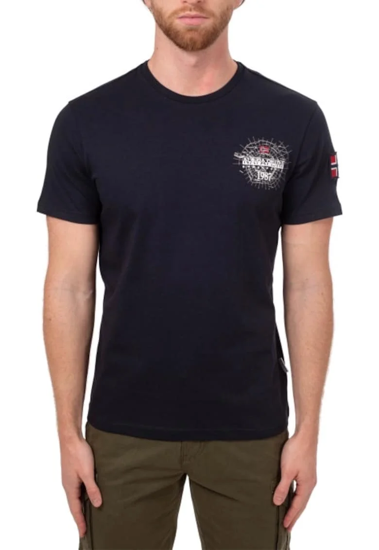 Tricou barbati,  SEDIL, imprimeu logo, negru, bumbac