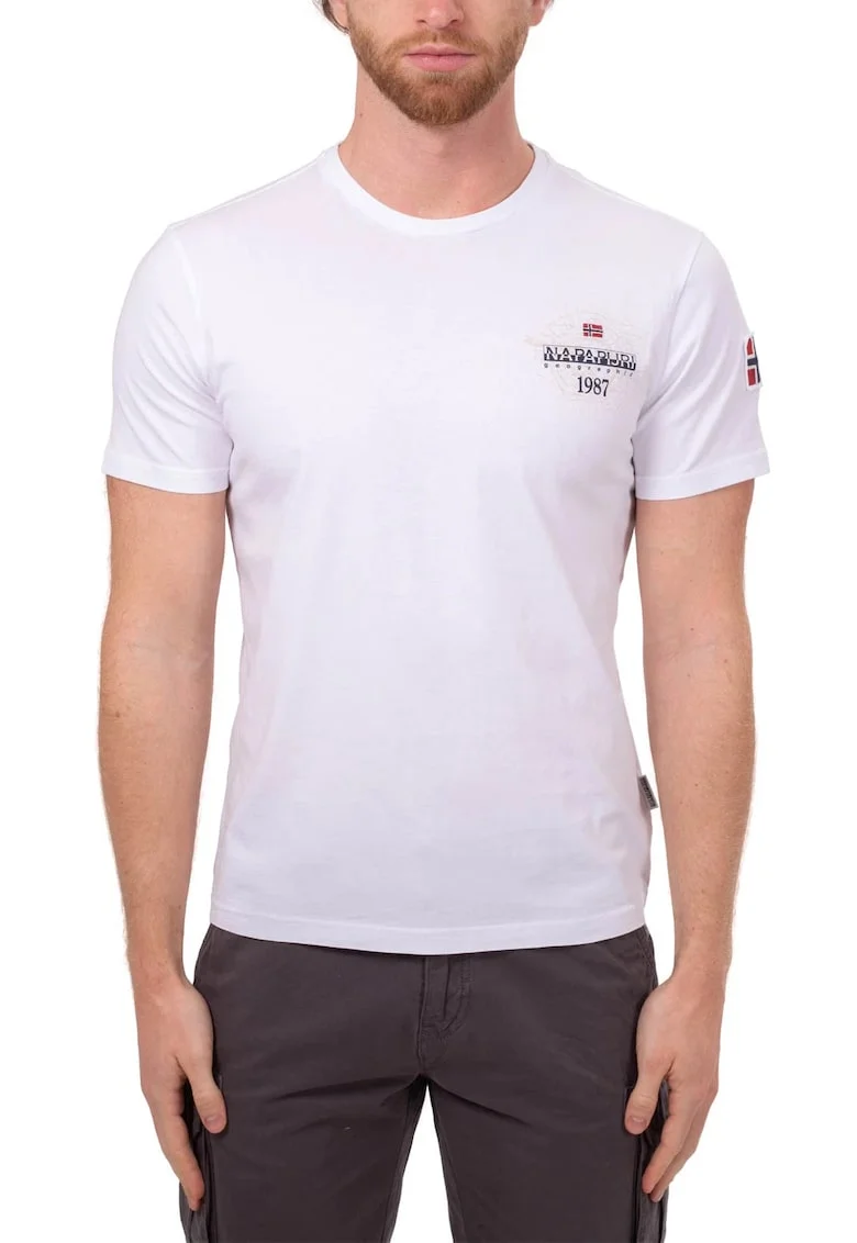 Tricou barbati,  imprimeu logo, alb, bumbac