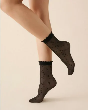Sosete lycra negre cu inimioare  710 Lovie 20 den, Negru