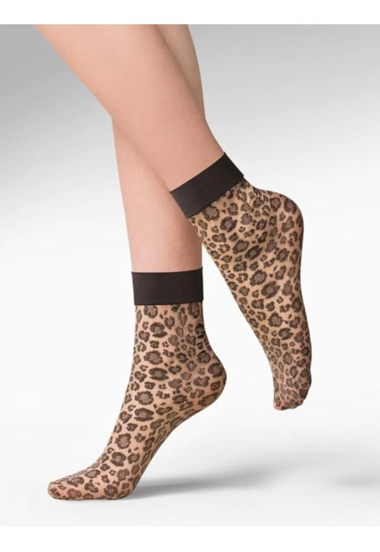 Sosete bej cu animal print  684 Caty 30 den, Bej