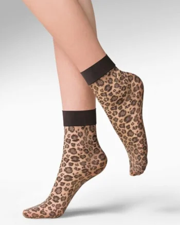 Sosete bej cu animal print  684 Caty 30 den, Bej