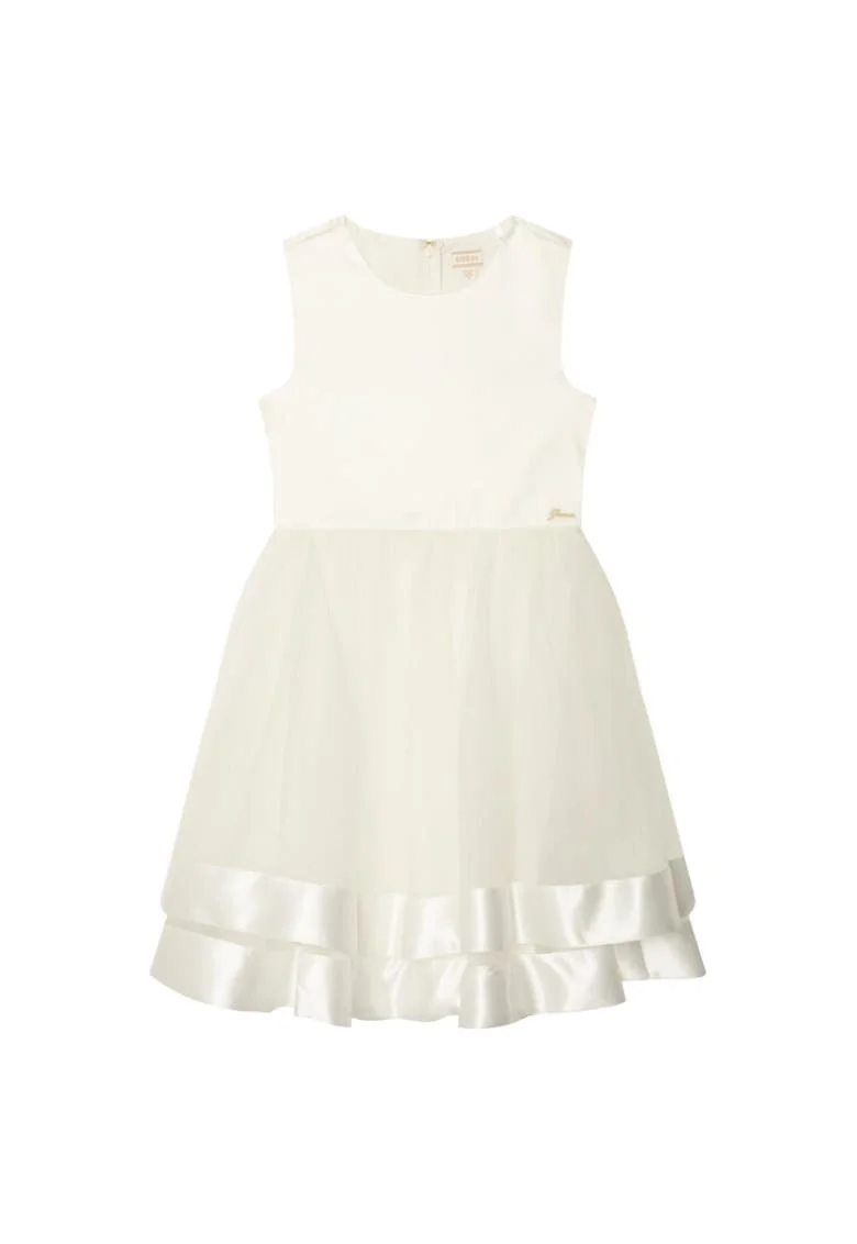 Rochie fete,  poliester, alb, fermoar