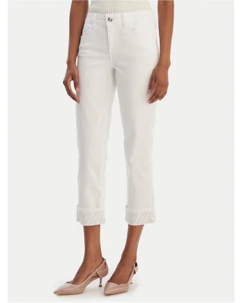 Blugi dama,  bumbac, alb, fermoar