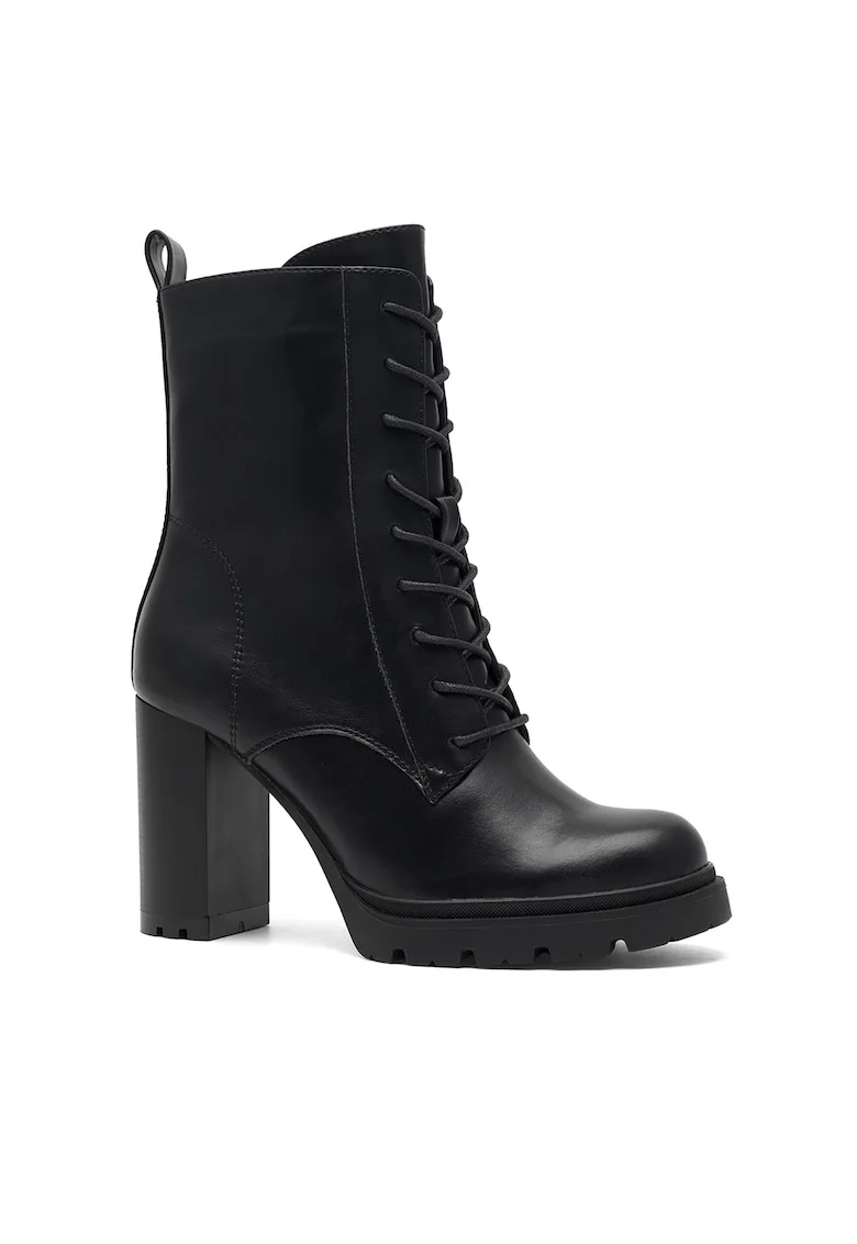 Botine de dama,  piele ecologica, negru,