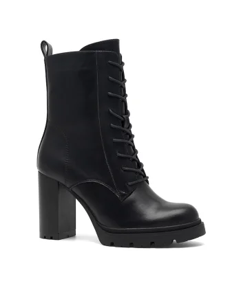 Botine de dama,  piele ecologica, negru,