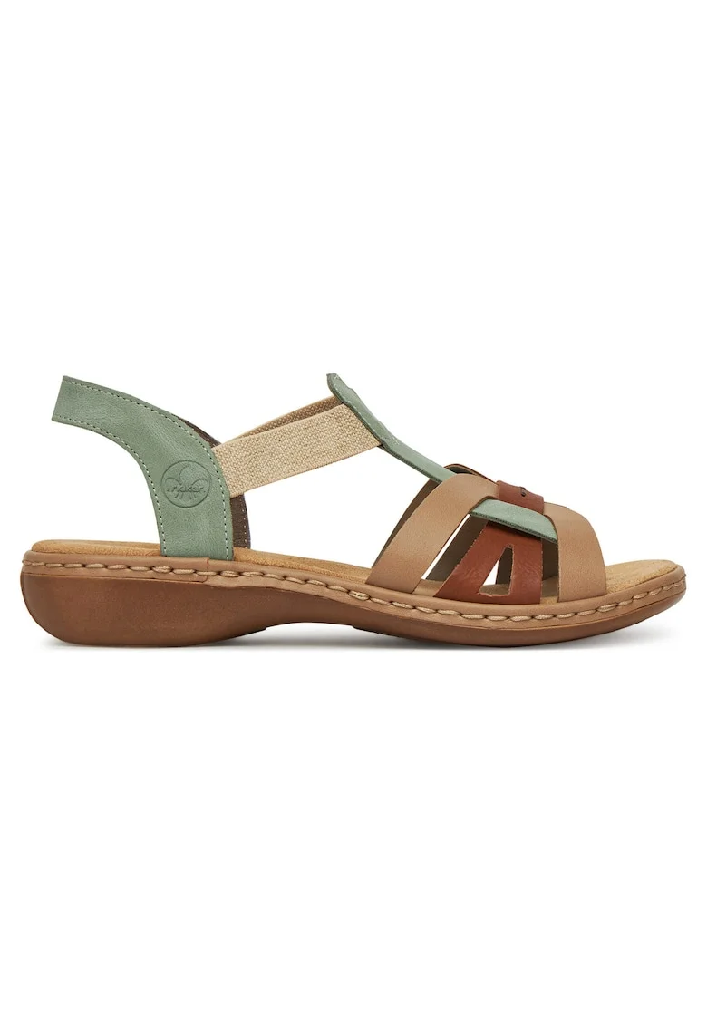 Sandale dama  casual, verde/maro, material textil