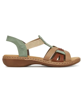 Sandale dama  casual, verde/maro, material textil