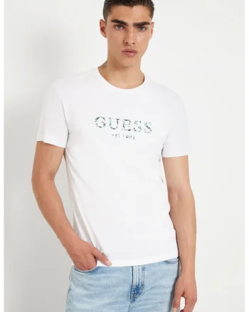 Tricou cu imprimeu logo, Alb/Negru/Verde persan