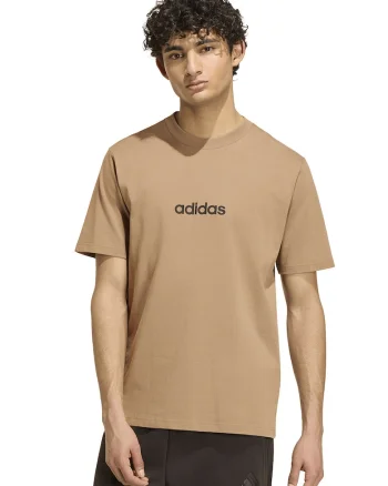 Tricou cu logo pe piept si decolteu la baza gatului, Bej inchis