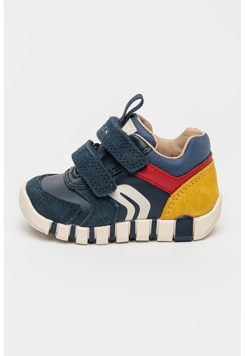 Pantofi sport cu inchidere velcro si garnituri din piele