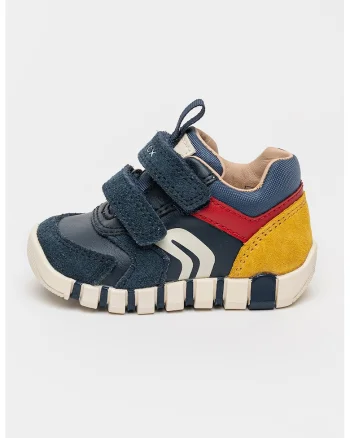 Pantofi sport cu inchidere velcro si garnituri din piele