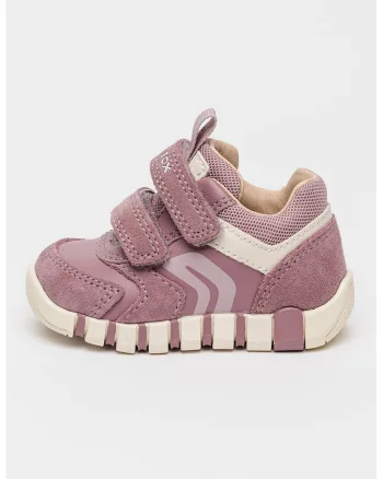 Pantofi sport cu velcro si garnituri de piele intoarsa