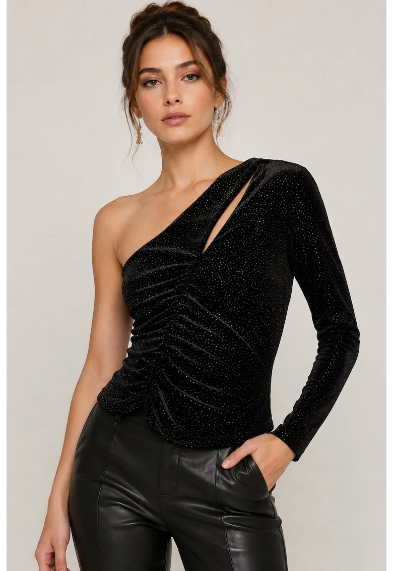 Bluza dama cu un umar gol  2M4335J162 XS-S INTL Negru