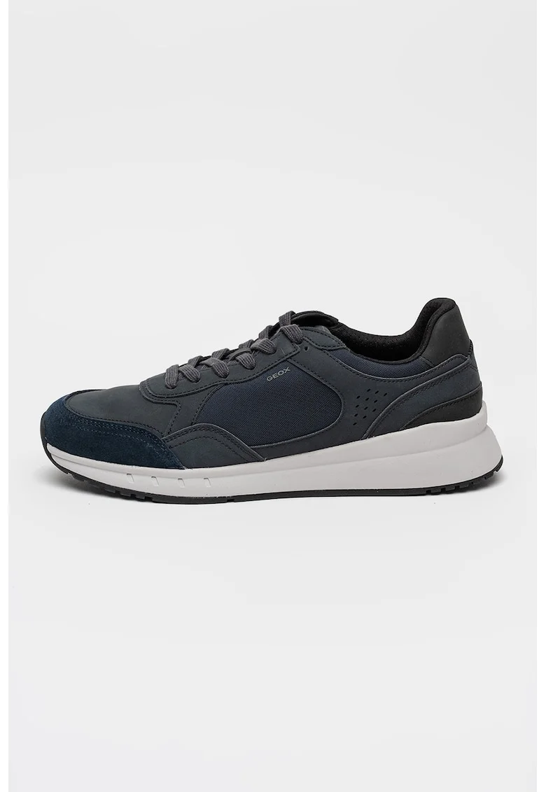 Pantofi sport Branthon low-cut cu insertii din piele ecologica, Bleumarin