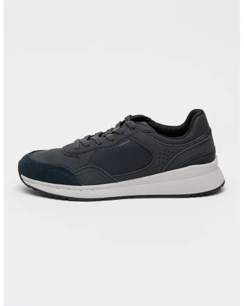 Pantofi sport Branthon low-cut cu insertii din piele ecologica, Bleumarin