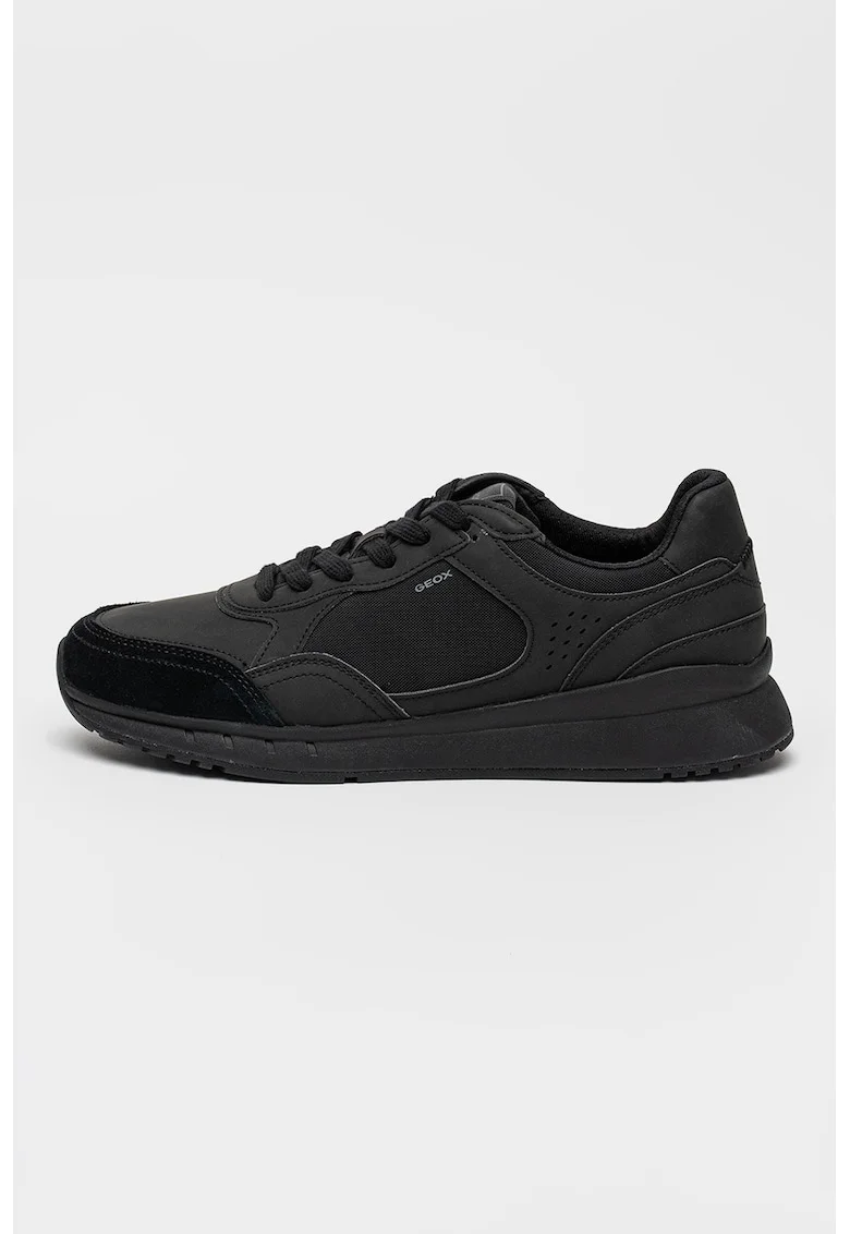Pantofi sport Branthon low-cut cu insertii din piele ecologica, Negru