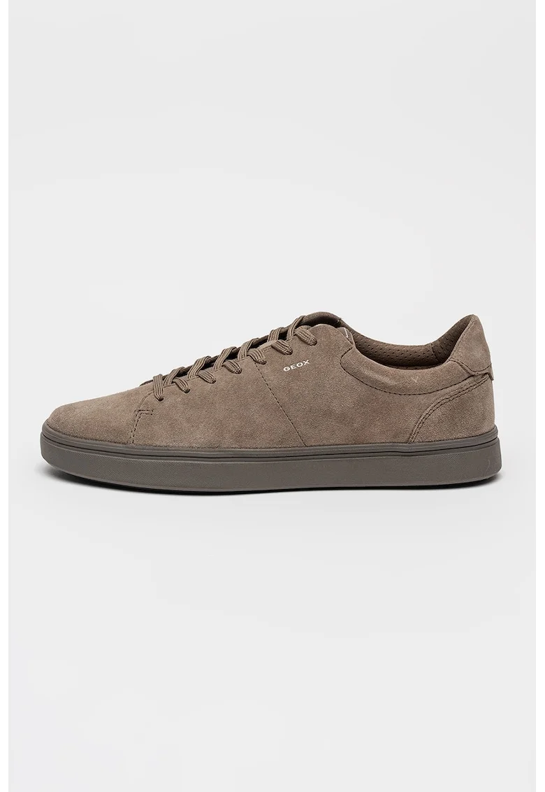 Pantofi sport uni din piele intoarsa, Maro taupe inchis