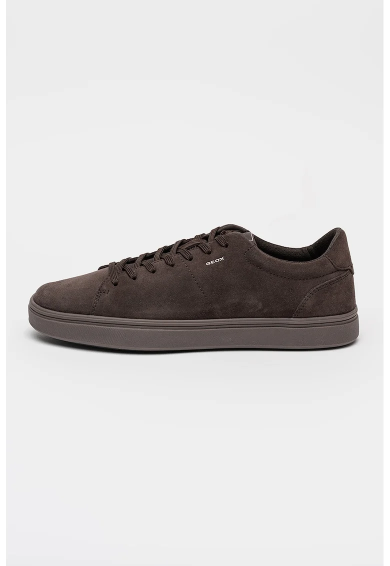 Pantofi sport uni din piele intoarsa, Maro inchis