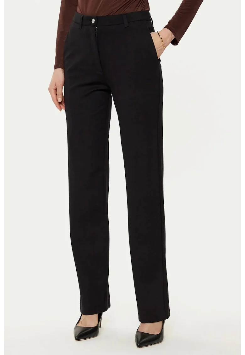 Pantaloni dama drepti  cu talie inalta W5RB30, Negru
