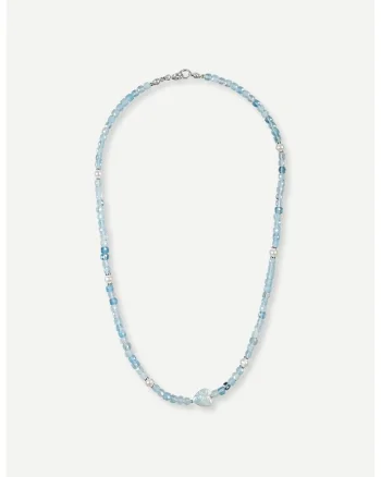 Colier Val, aquamarine cu perla in forma de inima, handmade,