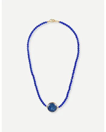 Colier Cleopatra, lapis lazuli cu piesa centrala 18 mm, handmade,